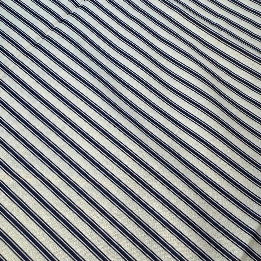 The Cranston Collections Ticking Stripe Fabric 2 Yards Navy Blue Cream 44" Wide